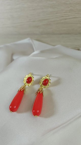 Pendientes Vintage Corales Retro Chapado Oro 18k