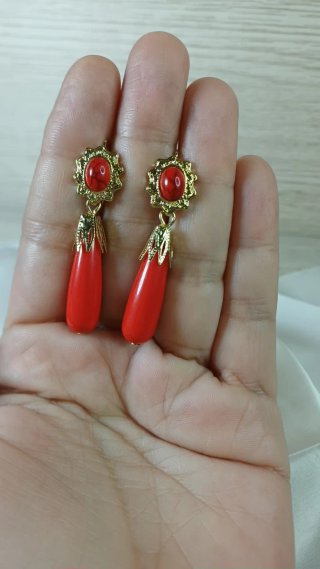 Pendientes Vintage Corales Retro Chapado Oro 18k