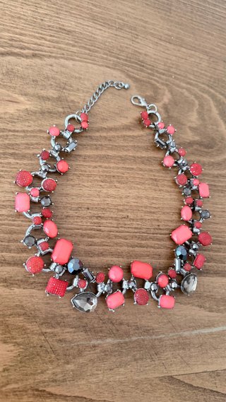 Collar piedras coral y cristal ahumado
