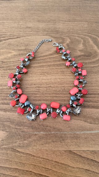 Collar piedras coral y cristal ahumado