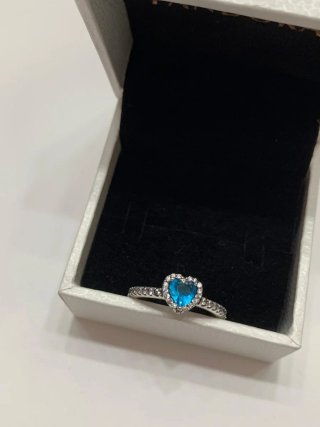 Anillo Pandora Corazón Azul Talla 54