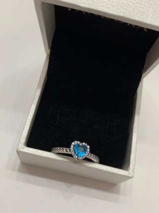 Anillo Pandora Corazón Azul Talla 54