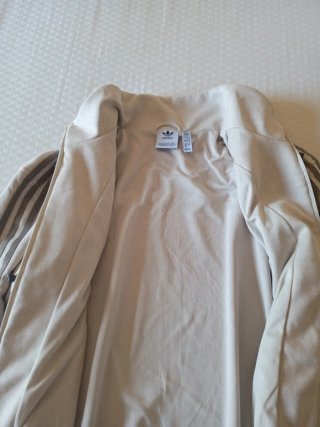 Sudadera Adidas botones chinos beige gris XS