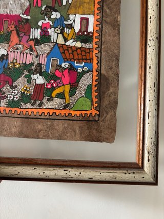 Cuadro de Perú pintado a mano Escena Rural 68x48