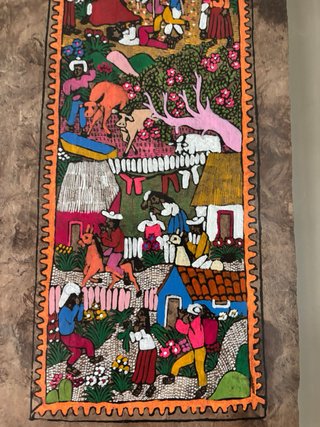 Cuadro de Perú pintado a mano Escena Rural 68x48