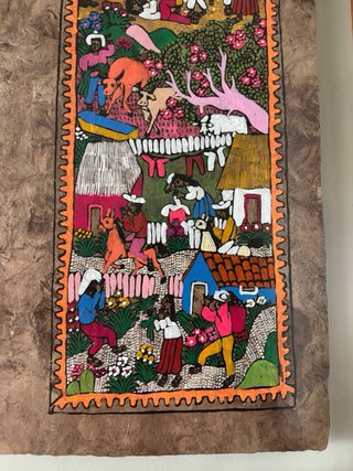 Cuadro de Perú pintado a mano Escena Rural 68x48