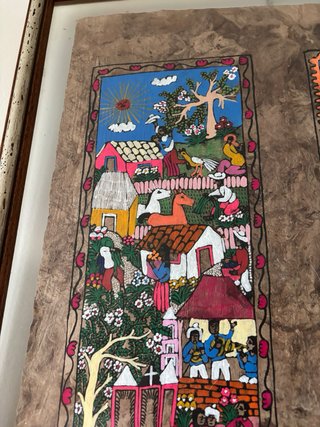 Cuadro de Perú pintado a mano Escena Rural 68x48