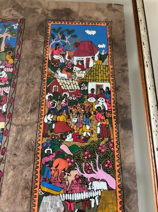Cuadro de Perú pintado a mano Escena Rural 68x48
