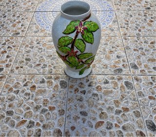 Jarrón Antiguo Decorado Flores