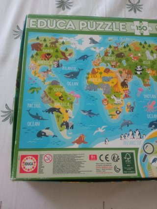 Puzzle Educa 150 piezas Mapa del Mundo Animales