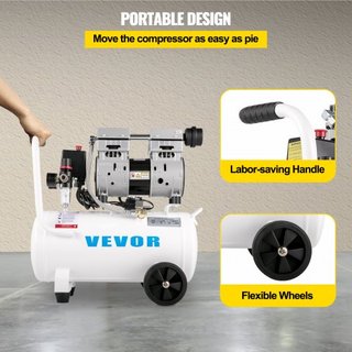 Compresor de Aire 20.8 L, Compresor de Aire Portátil 1 HP, Compresor de Aire Sin Aceite Tanque de Acero 750W, Compresor Pancake 115 PSI, Compresor Ultra Silencioso para Reparaciones en el Hogar, I...