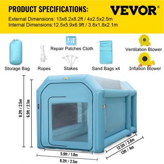 Cabina de Pintura Inflable Portátil, 396.24 x 243.8 x 243.8 cm Cabina de Pulverización Inflable, Carpa de Pintura para Autos con Sistema de Filtro de Aire y 2 Ventiladores, Carpa de Pulverización ...