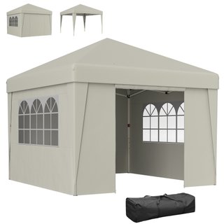 Carpa Jardín Plegable 3x3m Beige Anti-UV