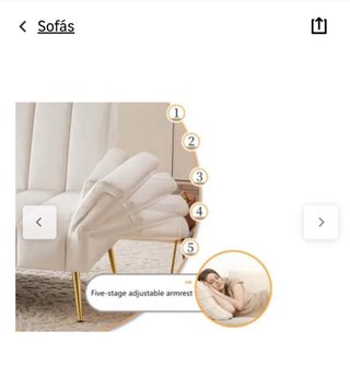 Sofá blanco con patas doradas