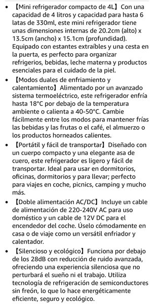 Mini Frigorífico Enfriador/Calentador 4L