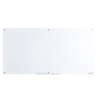 Pizarra Blanca Magnética de Vidrio, Tablero de Borrado en Seco 72"x36", Pizarra de Vidrio Grande Montada en la Pared Sin Marco, con Bandeja para Marcadores, un Borrador y 2 Marcadores, Blanca