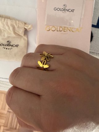 Anillo Goldencat Flores Acero Dorado