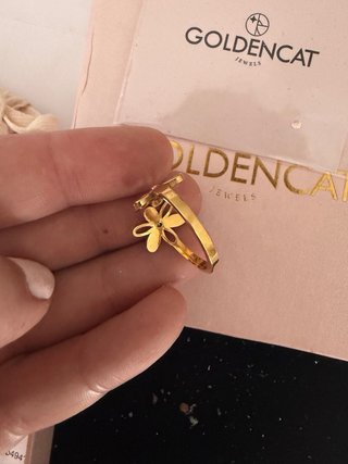 Anillo Goldencat Flores Acero Dorado