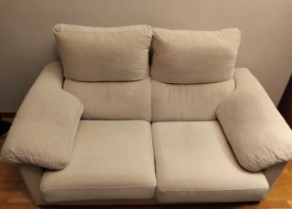 Divano a 2 posti con chaiselongue beige