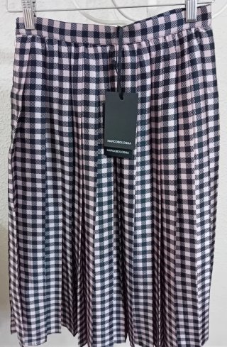 Falda midi cuadros vichy rosa y negro