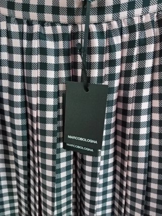 Falda midi cuadros vichy rosa y negro