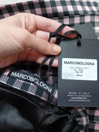 Falda midi cuadros vichy rosa y negro