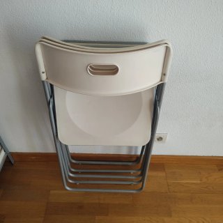 3 Sillas Plegables Beige y Gris