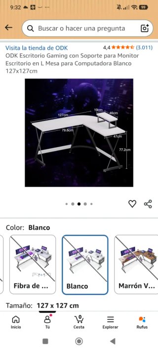 Escritorio Gaming ODK L Blanco Nuevo