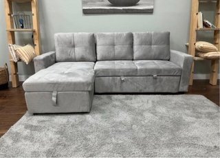 Sofá Cama Pau con Arcón Reversible Gris