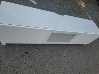 Mueble TV blanco y cristal