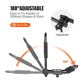 Portaequipajes para Kayak 1 Par J-Bar, Portaequipajes Suave Plegable Rápido, Montaje Superior con Amarre, Transportador para kayak, Tabla de Surf, Canoa, SUP, Tabla de Esquí, Montaje en Coche, SUV...