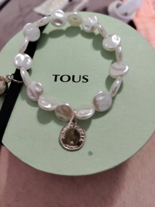 Pulsera Tous Virgen Niña Perlas Moneda Plata