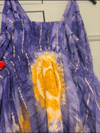 Vestido hindú verano morado y amarillo