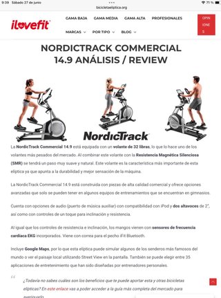 Bicicleta Elíptica Nordictrack Commercial 14.9