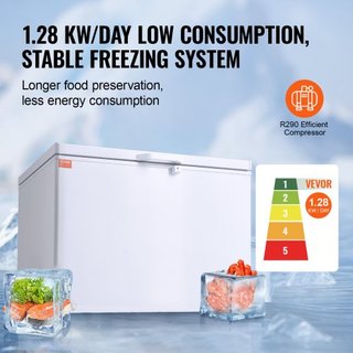Congelador Horizontal, 12.8 pies cúbicos / 345 L Gran Congelador Profundo & 4 Cestas Extraíbles, Congeladores Comerciales de Puerta Superior Independientes con Tapa con Cerradura, Temperatura Ajus...