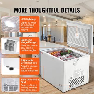 Congelador Horizontal, 12.8 pies cúbicos / 345 L Gran Congelador Profundo & 4 Cestas Extraíbles, Congeladores Comerciales de Puerta Superior Independientes con Tapa con Cerradura, Temperatura Ajus...
