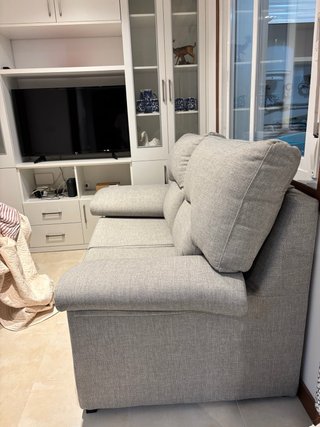 Divano a 2 posti in tessuto beige/grigio