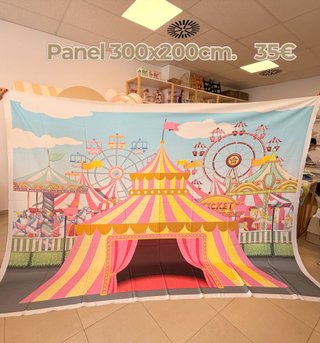 Panel en tela sublimada, tema Circo rosa 300x200cm