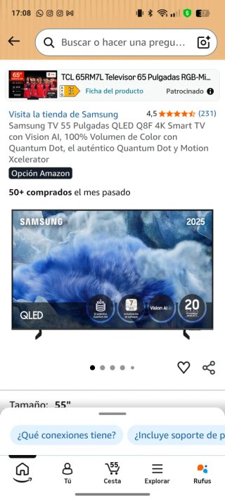 Samsung Smart TV Negra Impecable 55 pulgadas