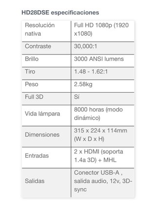 Proyector Optoma HD28DSE