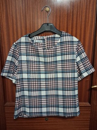 Conjunto Camisa y Falda Cuadros Rosa