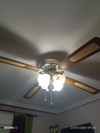 Lámpara ventilador madera y metal