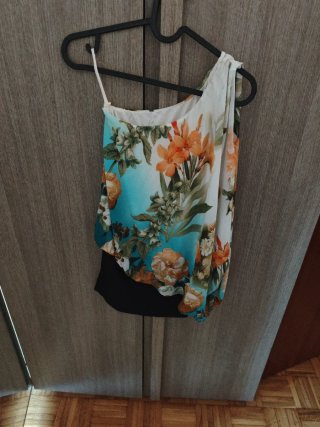 Vestito monospalla floreale taglia unica