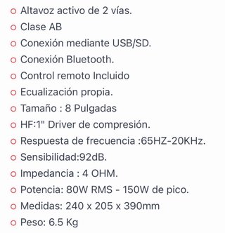 Altavoz AudiBax Vegas 8