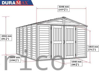 Caseta PVC Woodbridge Plus 405x324x233 cm - Duramax