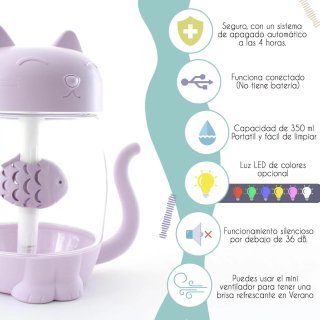 Humidificador KusiWay Kitty 3 en 1 Morado