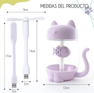 Humidificador KusiWay Kitty 3 en 1 Morado