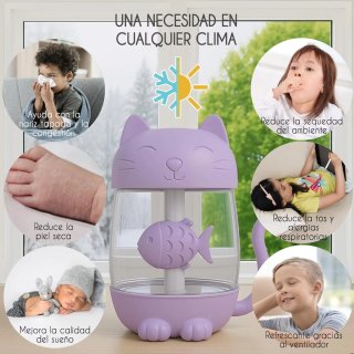 Humidificador KusiWay Kitty 3 en 1 Morado