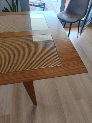 Mesa de centro vintage madera y cristal