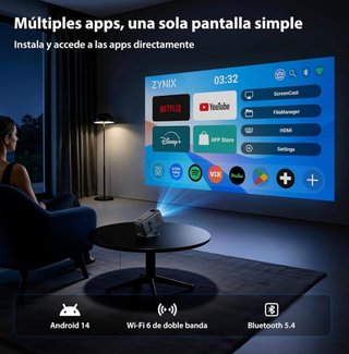 SIN ABRIR Proyector 4K WiFi 6 Bluetooth 5.4 210°